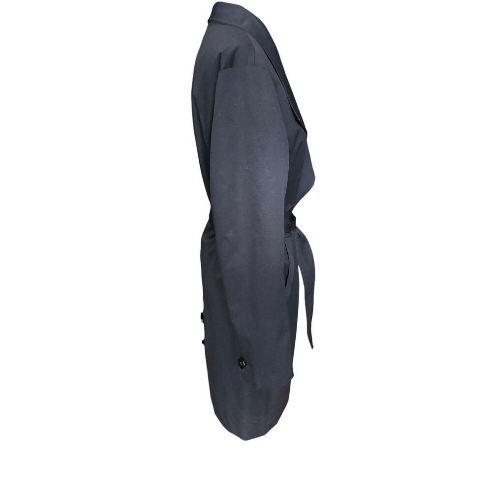 Badgley Mischka Belted Trench Coat Womens M Black Preppy Old Money Minimalist - Picture 4 of 9